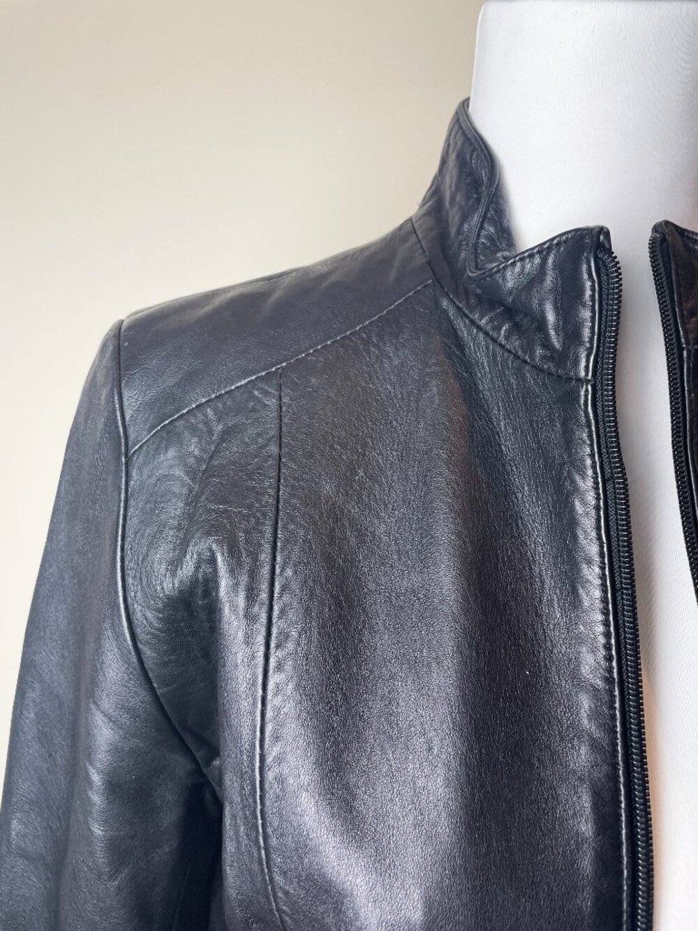 Mitici Anni 60 Vintage Black Genuine Italian Full Zipper Leather Jacket | Size S - Picture 4 of 12
